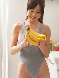 Mio Ayame with hot bum plays with lingerie and with pincers